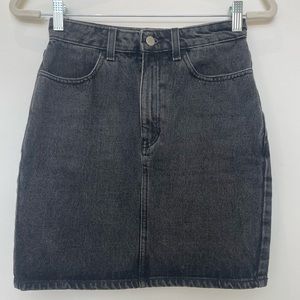 High-waisted Denim Pencil Skirt, Black Wash